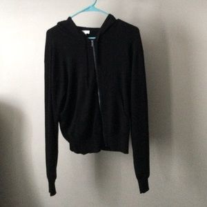 Black zip up crop hoodie